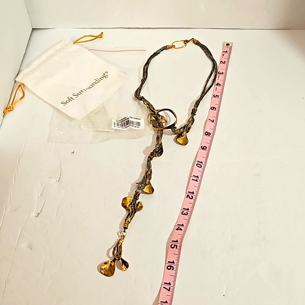 Soft Surroundings lariat pewter and gold adjustable  necklace Calia Lariat